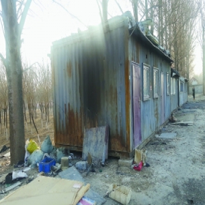 一溜集装箱占绿地堆杂物 村民急盼环境质量提升