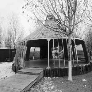 海淀区晋元桥东南角宝山公园超建饭店正在拆除