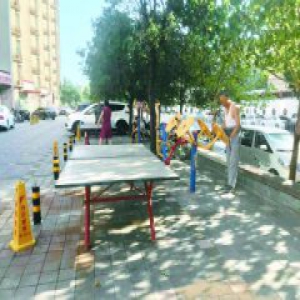 珠江骏景中区西门外 社区健身场有了守护桩