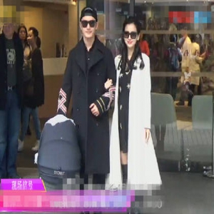 Angelababy生子后首现身，黄晓明带着小海绵出院啦！