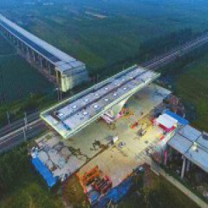 我国最重的高速公路跨高速铁路转体桥在山东潍坊成功转体